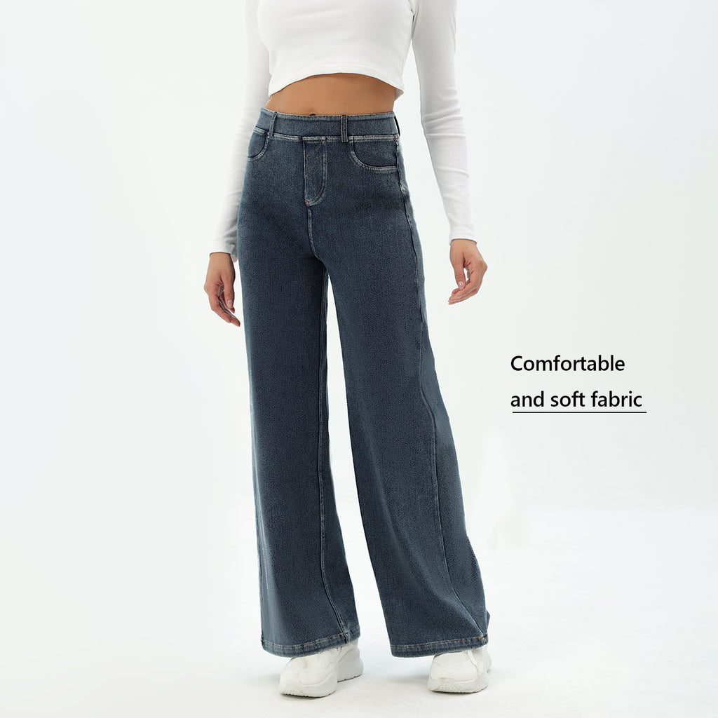 CILD Women's Washed Knit Denim Wide Leg Pants - image 7