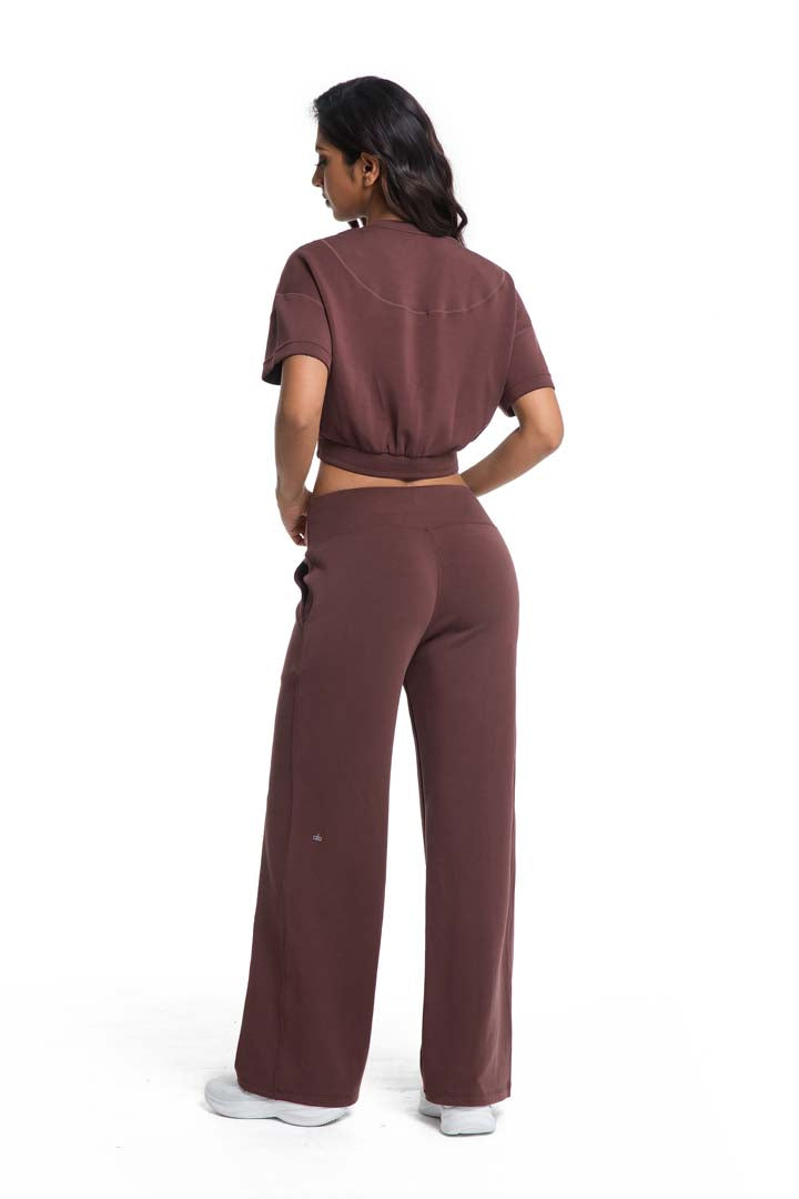 CILD YOGA Ultra-Silky Modal Commuter Set - Short-Sleeve Hoodie & Wide-Leg Pants
