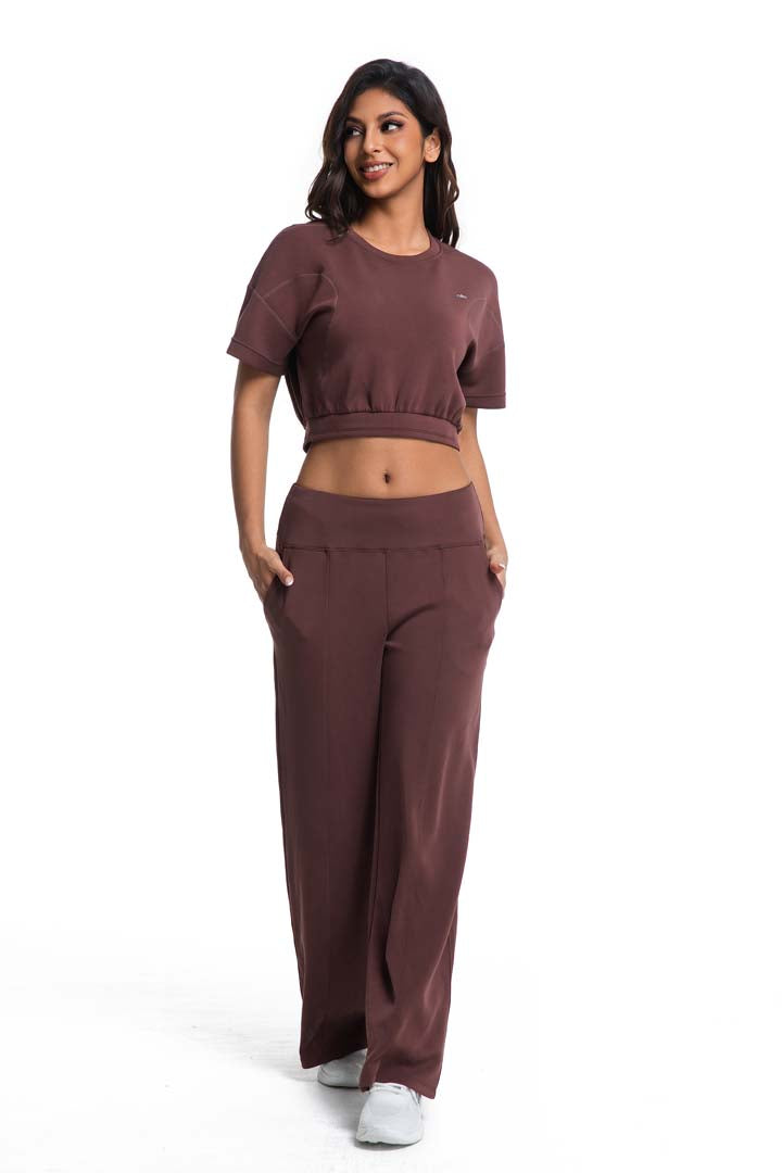 CILD YOGA Ultra-Silky Modal Commuter Set - Short-Sleeve Hoodie & Wide-Leg Pants