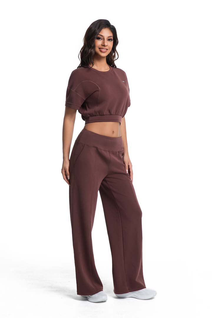 CILD YOGA Ultra-Silky Modal Commuter Set - Short-Sleeve Hoodie & Wide-Leg Pants