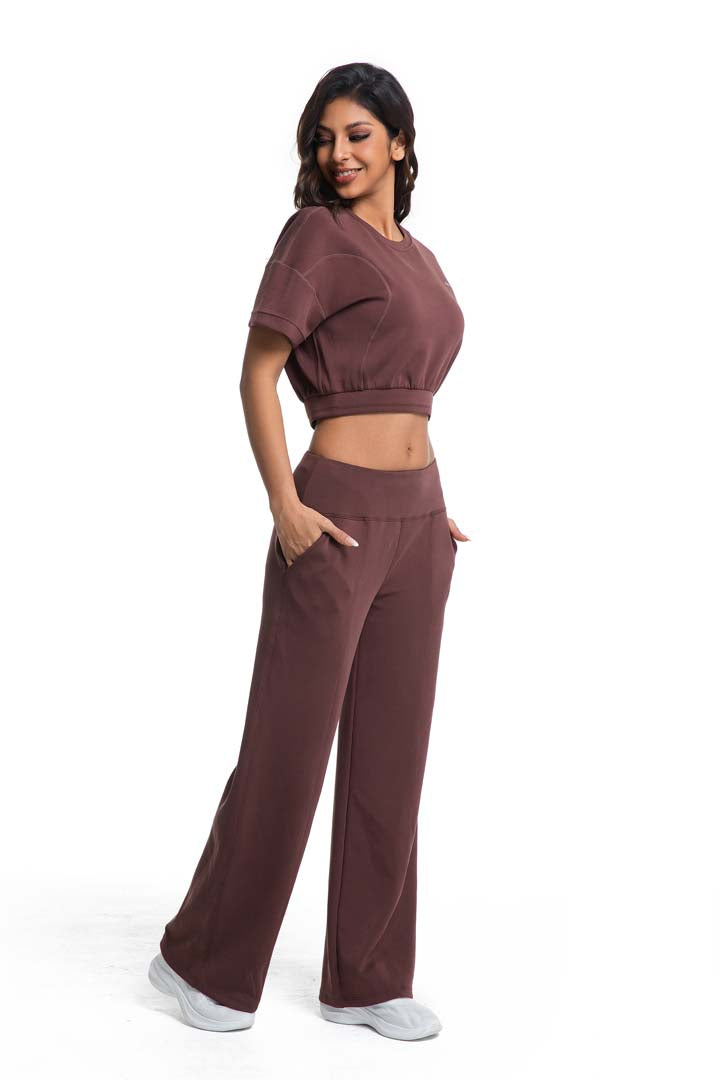 CILD YOGA Ultra-Silky Modal Commuter Set - Short-Sleeve Hoodie & Wide-Leg Pants