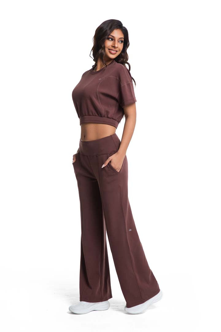 CILD YOGA Ultra-Silky Modal Commuter Set - Short-Sleeve Hoodie & Wide-Leg Pants