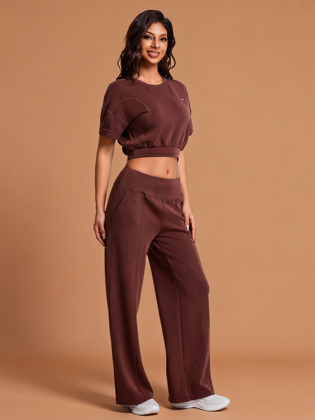 CILD YOGA Ultra-Silky Modal Commuter Set - Short-Sleeve Hoodie & Wide-Leg Pants