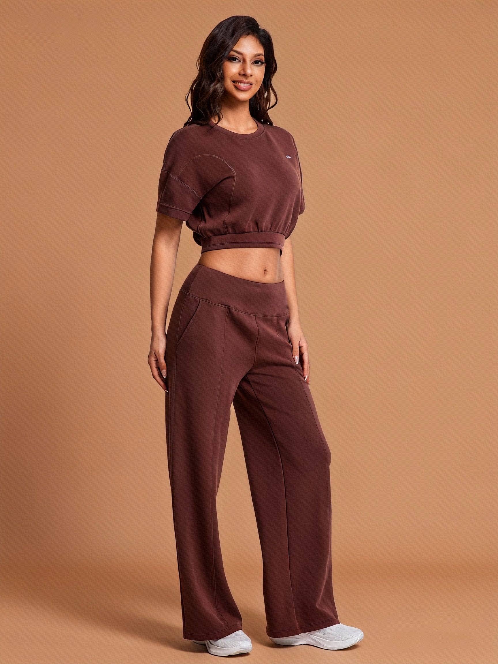 CILD YOGA Ultra-Silky Modal Commuter Set - Short-Sleeve Hoodie & Wide-Leg Pants