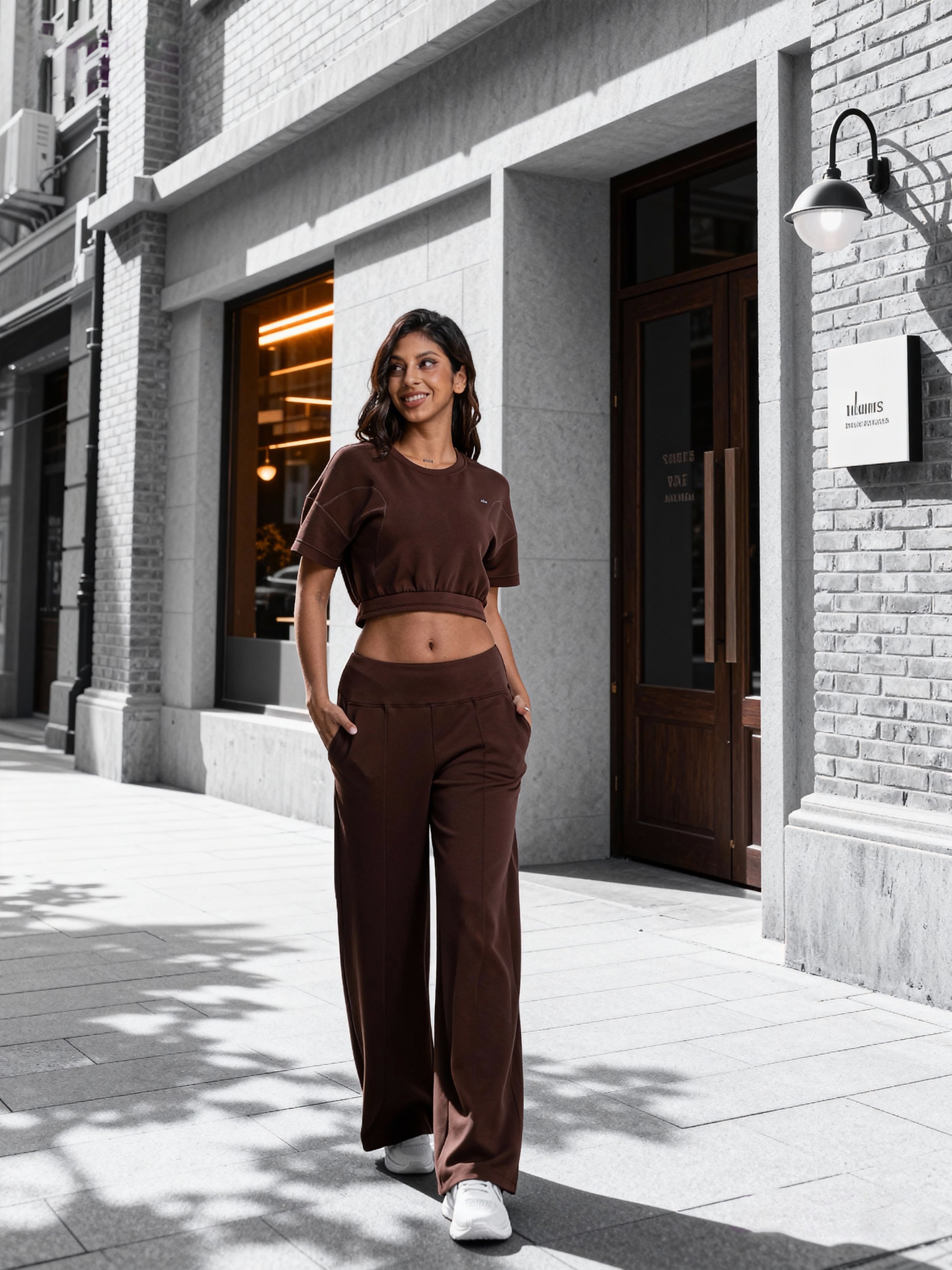 CILD YOGA Ultra-Silky Modal Commuter Set - Short-Sleeve Hoodie & Wide-Leg Pants