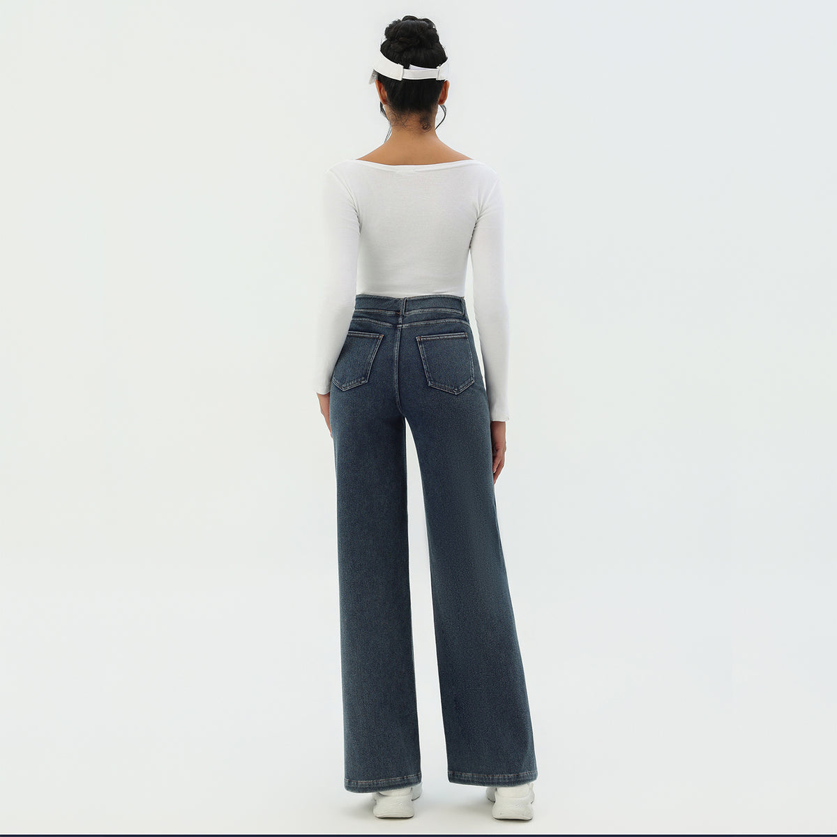 CILD Women's Washed Knit Denim Wide Leg Pants - image 5