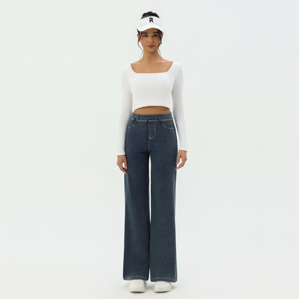 CILD Women's Washed Knit Denim Wide Leg Pants - main image