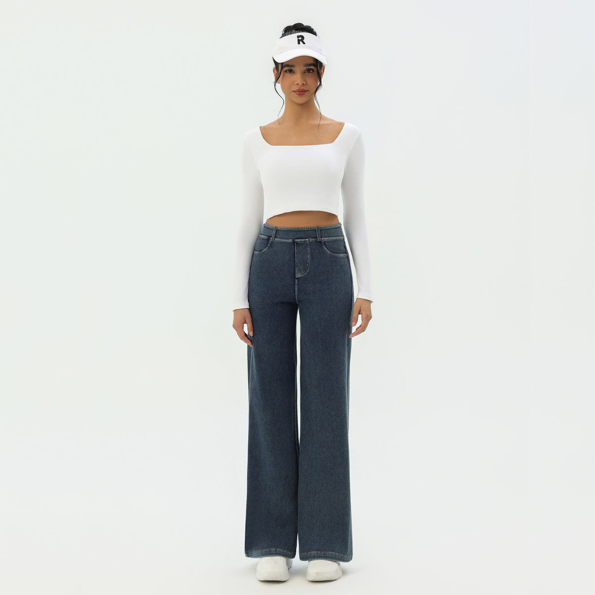 CILD Women's Washed Knit Denim Wide Leg Pants - main image