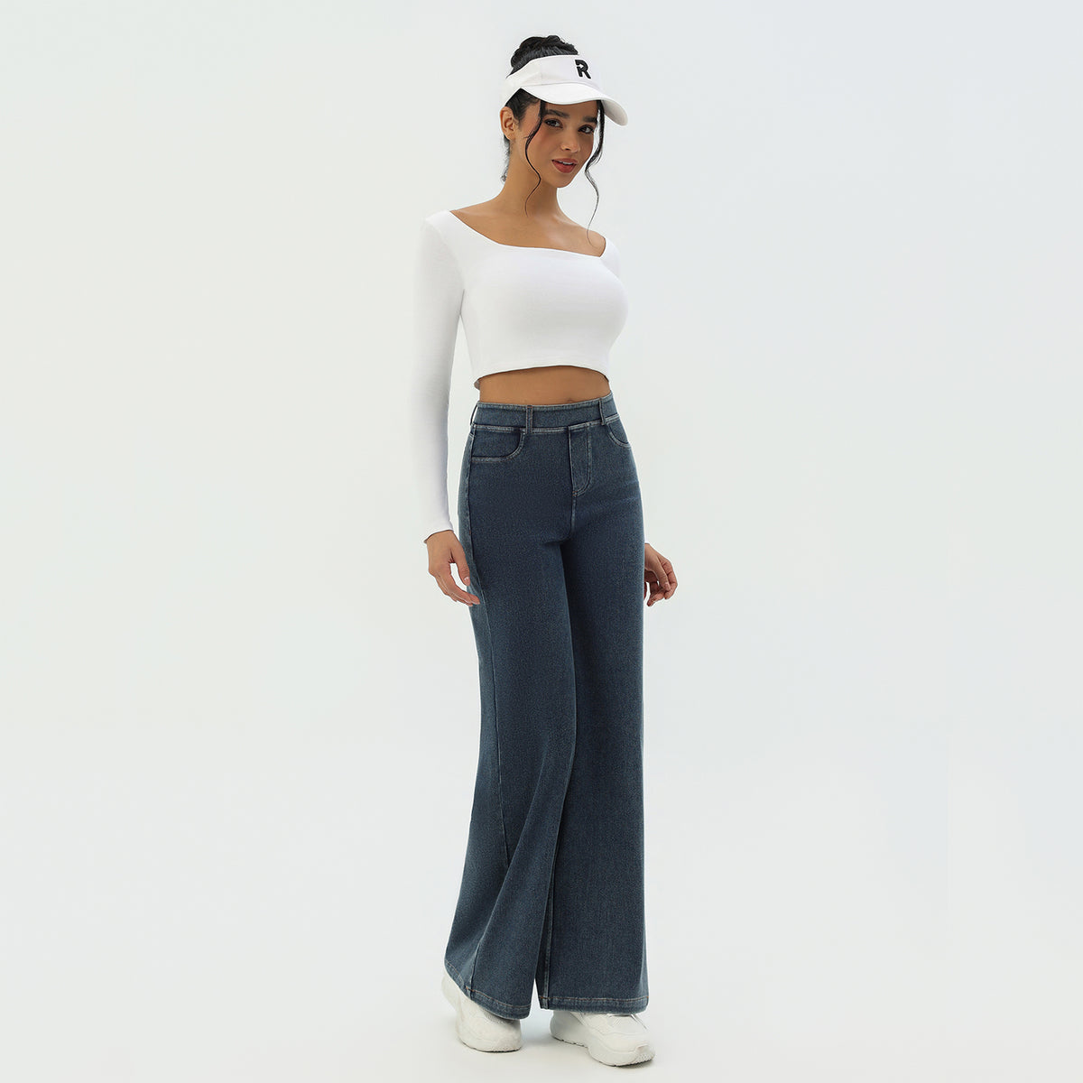 CILD Women's Washed Knit Denim Wide Leg Pants - image 3